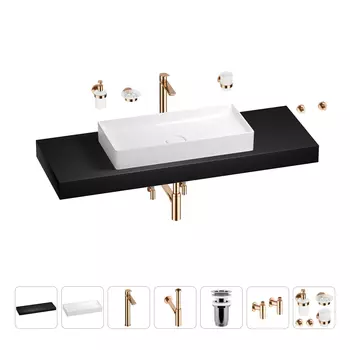 Раковина 75 см со столешницей 140 см Wellsee Pure BY Wellsee 201011894 в наборе 10 в 1