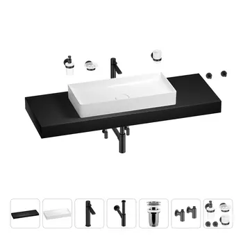Раковина 75 см со столешницей 140 см Wellsee Pure BY Wellsee 201011897 в наборе 10 в 1