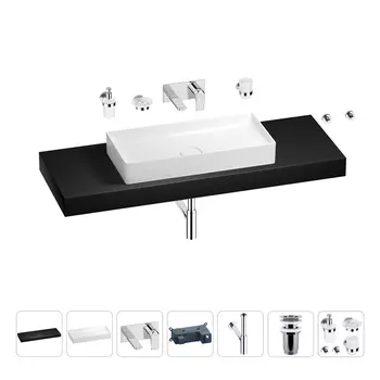 Раковина 75 см со столешницей 140 см Wellsee Pure BY Wellsee 201011901 в наборе 9 в 1
