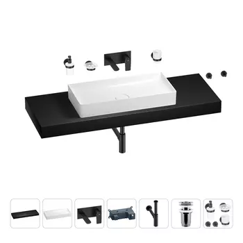 Раковина 75 см со столешницей 140 см Wellsee Pure BY Wellsee 201011902 в наборе 9 в 1