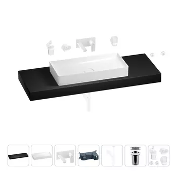 Раковина 75 см со столешницей 140 см Wellsee Pure BY Wellsee 201011905 в наборе 9 в 1