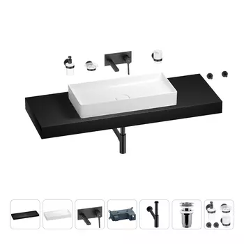 Раковина 75 см со столешницей 140 см Wellsee Pure BY Wellsee 201011907 в наборе 9 в 1
