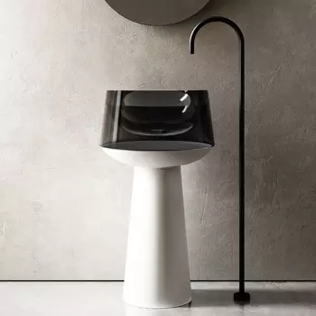 Раковина Abber Kristall AT2706White-Onyx напольная, белая/черная