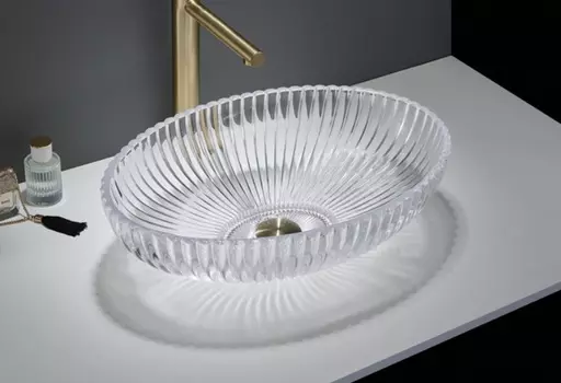 Раковина CeramaLux NC GL49 накладная, прозрачная