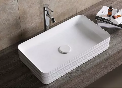 Раковина Ceruttispa CR0053 накладная, белая, прямоугольная