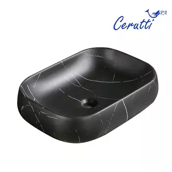 Раковина Ceruttispa CR0086 MMB1 56,5х42 накладная, мрамор матовый черный