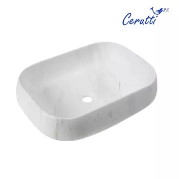 Раковина Ceruttispa CR0086 MMW1 56,5х42 накладная, мрамор матовый белый