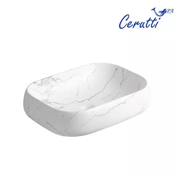 Раковина Ceruttispa CR0086 MMW2 56,5х42 накладная, мрамор матовый белый