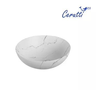 Раковина Ceruttispa CR3301MWM2 D40 накладная, мрамор матовый белый