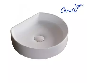 Раковина Ceruttispa CR7088 40х35 накладная, усеченный круг, белый