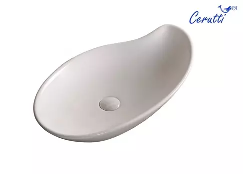 Раковина Ceruttispa CR7265B 66х39 накладная, асимметричная, белый