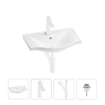 Раковина для ванной Wellsee Bisou 201003360 в наборе 4 в 1