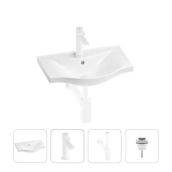 Раковина для ванной Wellsee Bisou 201003370 в наборе 4 в 1