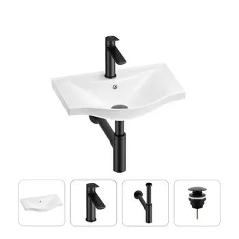 Раковина для ванной Wellsee Bisou 201003382 в наборе 4 в 1