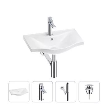 Раковина для ванной Wellsee Bisou 201003386 в наборе 4 в 1