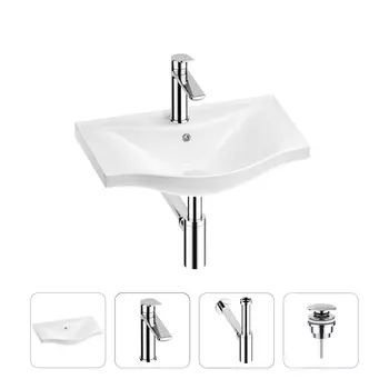 Раковина для ванной Wellsee Bisou 201003401 в наборе 4 в 1