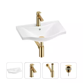 Раковина для ванной Wellsee Bisou 201003403 в наборе 4 в 1