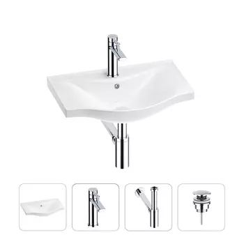 Раковина для ванной Wellsee Bisou 201003406 в наборе 4 в 1