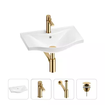 Раковина для ванной Wellsee Bisou 201003408 в наборе 4 в 1