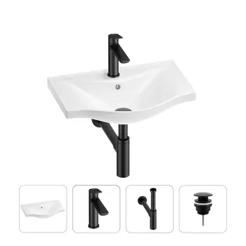 Раковина для ванной Wellsee Bisou 201003432 в наборе 4 в 1