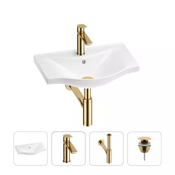 Раковина для ванной Wellsee Bisou 201003433 в наборе 4 в 1