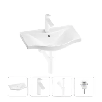 Раковина для ванной Wellsee Bisou 201003435 в наборе 4 в 1