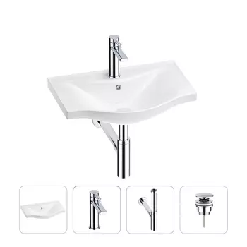 Раковина для ванной Wellsee Bisou 201003436 в наборе 4 в 1