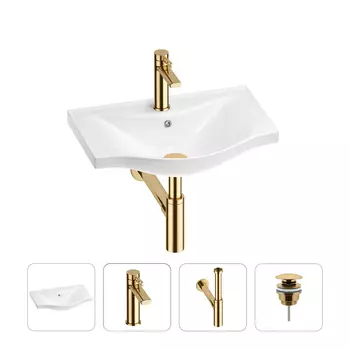 Раковина для ванной Wellsee Bisou 201003438 в наборе 4 в 1