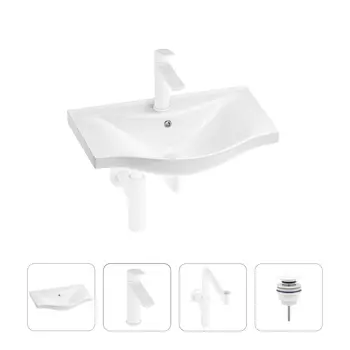 Раковина для ванной Wellsee Bisou 201003445 в наборе 4 в 1