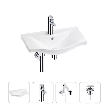 Раковина для ванной Wellsee Bisou 201003446 в наборе 4 в 1