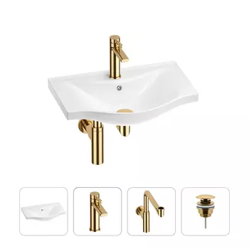 Раковина для ванной Wellsee Bisou 201003448 в наборе 4 в 1