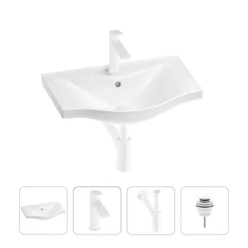 Раковина для ванной Wellsee Bisou 201003455 в наборе 4 в 1