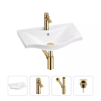 Раковина для ванной Wellsee Bisou 201003458 в наборе 4 в 1