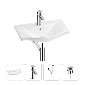 Раковина для ванной Wellsee Bisou 201003481 в наборе 4 в 1