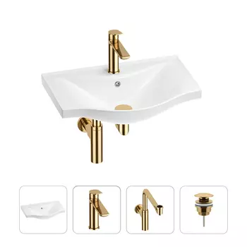 Раковина для ванной Wellsee Bisou 201003493 в наборе 4 в 1