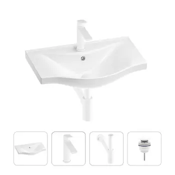 Раковина для ванной Wellsee Bisou 201003505 в наборе 4 в 1