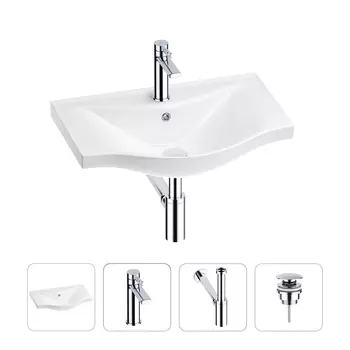 Раковина для ванной Wellsee Bisou 201003506 в наборе 4 в 1