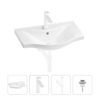 Раковина для ванной Wellsee Bisou 201003535 в наборе 4 в 1