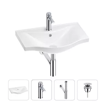 Раковина для ванной Wellsee Bisou 201003536 в наборе 4 в 1