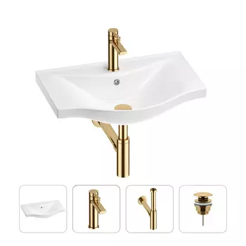 Раковина для ванной Wellsee Bisou 201003538 в наборе 4 в 1