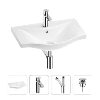 Раковина для ванной Wellsee Bisou 201003551 в наборе 4 в 1