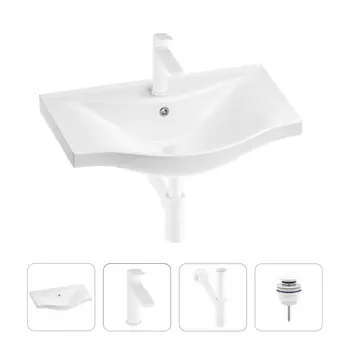 Раковина для ванной Wellsee Bisou 201003555 в наборе 4 в 1