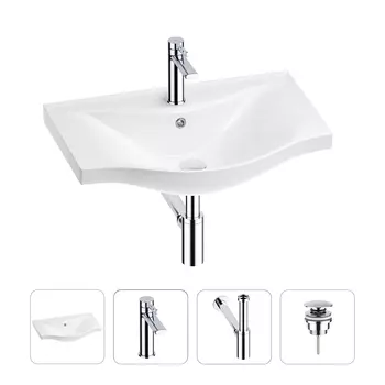 Раковина для ванной Wellsee Bisou 201003556 в наборе 4 в 1