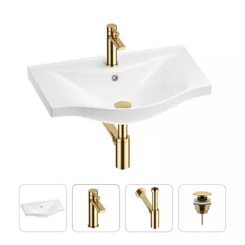 Раковина для ванной Wellsee Bisou 201003558 в наборе 4 в 1