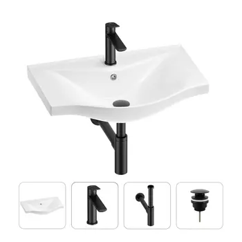 Раковина для ванной Wellsee Bisou 201003582 в наборе 4 в 1