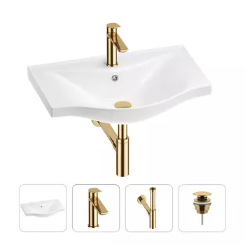 Раковина для ванной Wellsee Bisou 201003583 в наборе 4 в 1