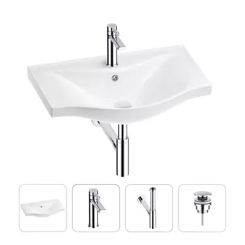 Раковина для ванной Wellsee Bisou 201003586 в наборе 4 в 1