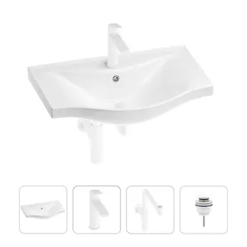 Раковина для ванной Wellsee Bisou 201003595 в наборе 4 в 1