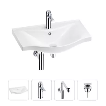 Раковина для ванной Wellsee Bisou 201003596 в наборе 4 в 1