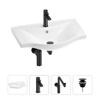 Раковина для ванной Wellsee Bisou 201003597 в наборе 4 в 1